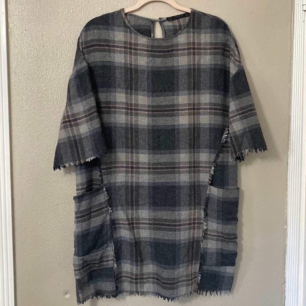Zara TRAFALUC Plaid Mini Shift Dress